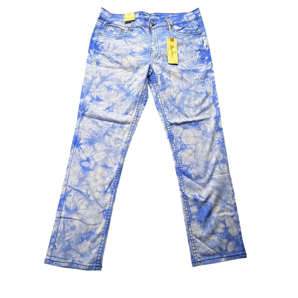 Royal Premium Megan Jeans Women 14 Blue Cotton Tie Dye Skinny Leg Lapis Boho